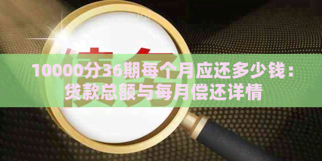 10000分36期每个月应还多少钱： 贷款总额与每月偿还详情