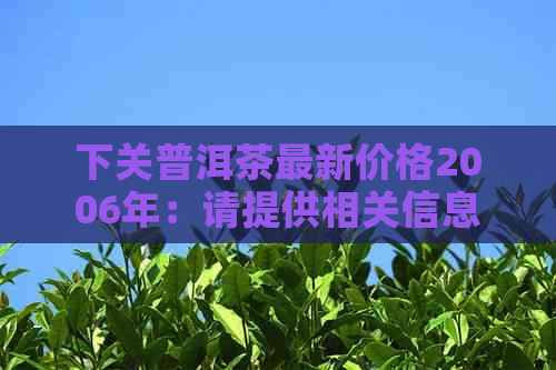 下关普洱茶最新价格2006年：请提供相关信息。