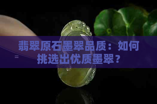 翡翠原石墨翠品质：如何挑选出优质墨翠？