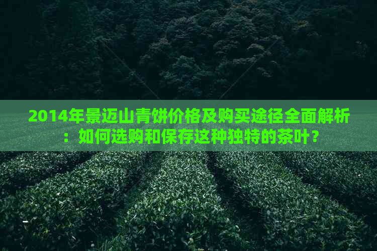 2014年景迈山青饼价格及购买途径全面解析：如何选购和保存这种独特的茶叶？