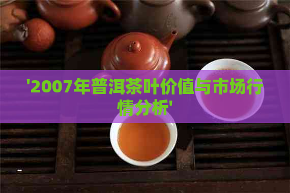 '2007年普洱茶叶价值与市场行情分析'