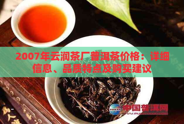 2007年云润茶厂普洱茶价格：详细信息、品质特点及购买建议