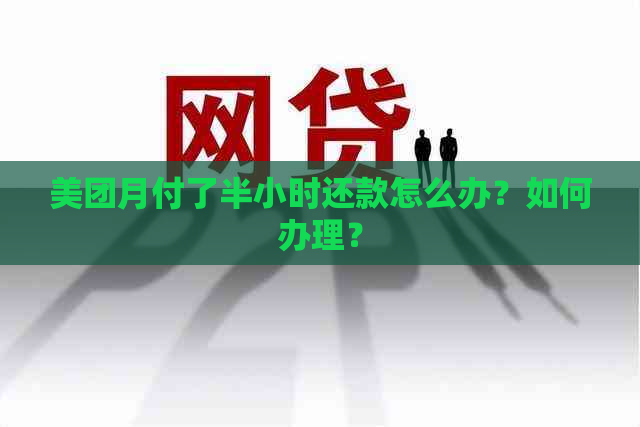 美团月付了半小时还款怎么办？如何办理？