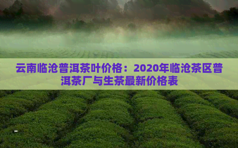 云南临沧普洱茶叶价格：2020年临沧茶区普洱茶厂与生茶最新价格表