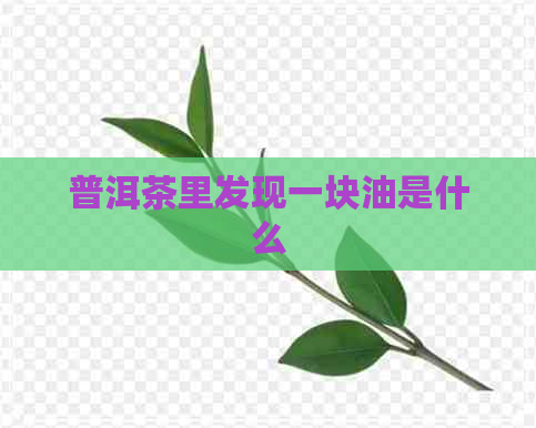 普洱茶里发现一块油是什么