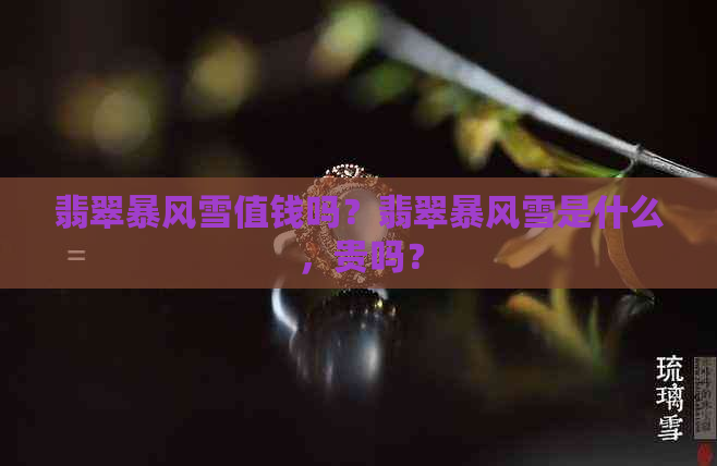 翡翠暴风雪值钱吗？翡翠暴风雪是什么，贵吗？