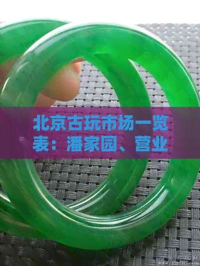 北京古玩市场一览表：潘家园、营业时间及其他市场信息。