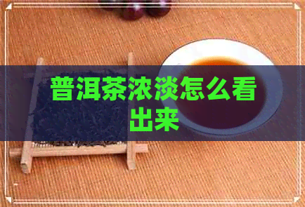 普洱茶浓淡怎么看出来