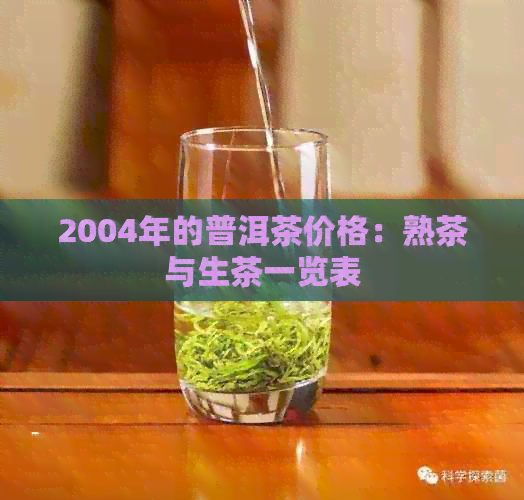 2004年的普洱茶价格：熟茶与生茶一览表