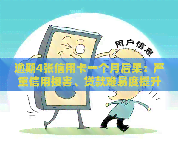 逾期4张信用卡一个月后果：严重信用损害、贷款难易度提升及潜在法律责任