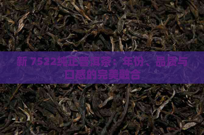 新 7522纯正普洱茶：年份、品质与口感的完美融合