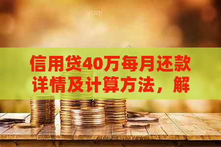 信用贷40万每月还款详情及计算方法，解答用户关心的还款问题