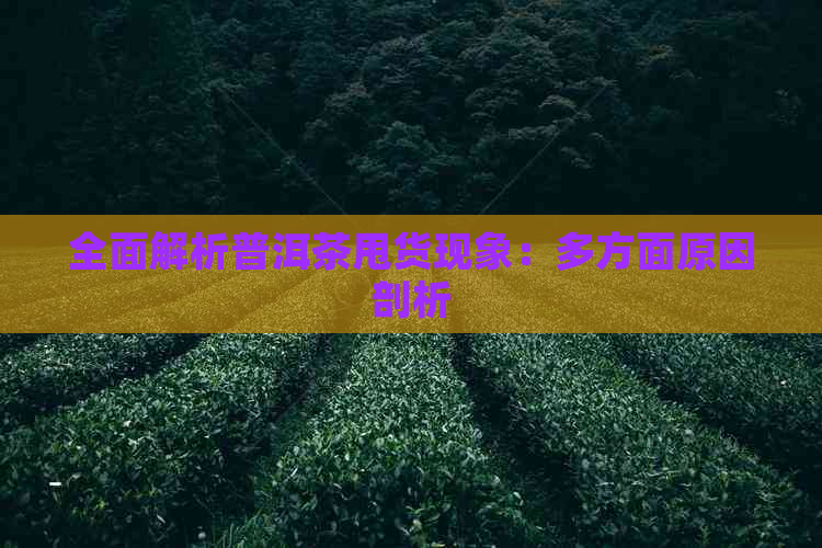 全面解析普洱茶甩货现象：多方面原因剖析