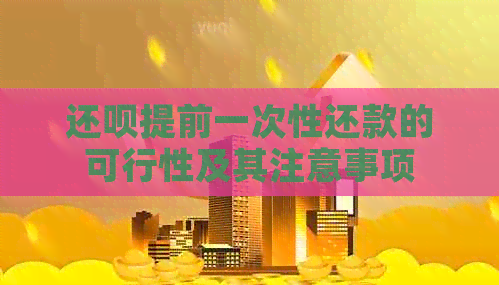 还款提前一次性还款的可行性及其注意事项