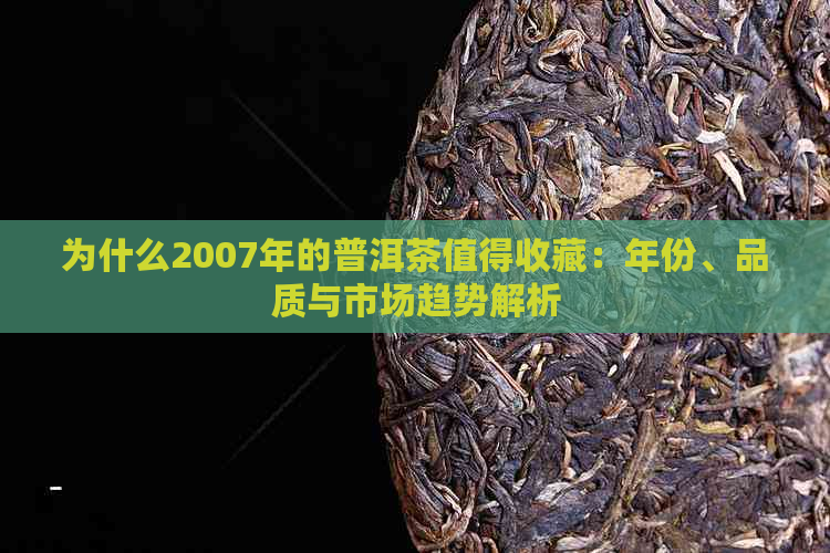 为什么2007年的普洱茶值得收藏：年份、品质与市场趋势解析