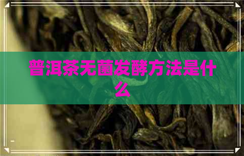 普洱茶无菌发酵方法是什么