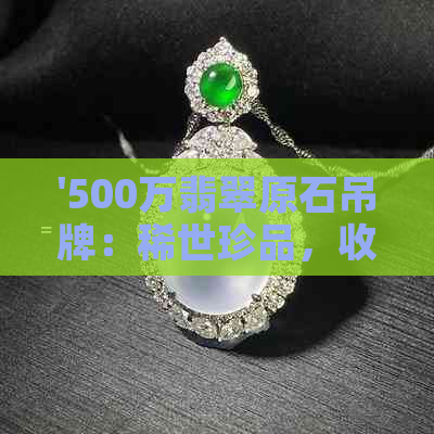 '500万翡翠原石吊牌：稀世珍品，收藏价值超高！'