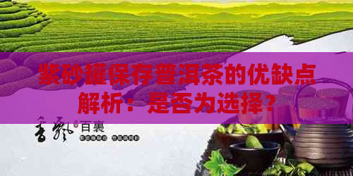 紫砂罐保存普洱茶的优缺点解析：是否为选择？