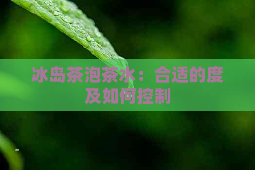 冰岛茶泡茶水：合适的度及如何控制