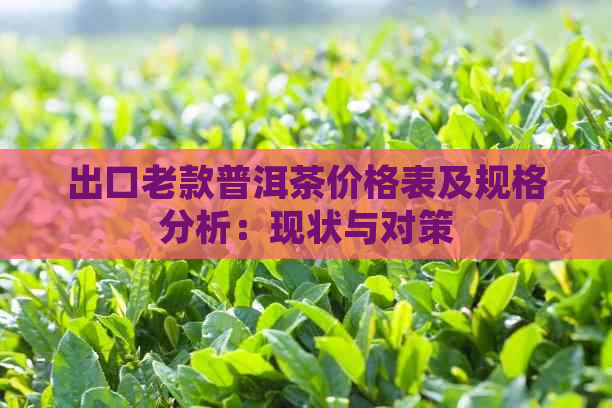 出口老款普洱茶价格表及规格分析：现状与对策