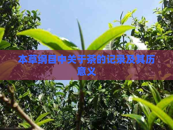 本草纲目中关于茶的记录及其历意义