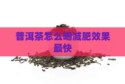 普洱茶怎么喝减肥效果最快