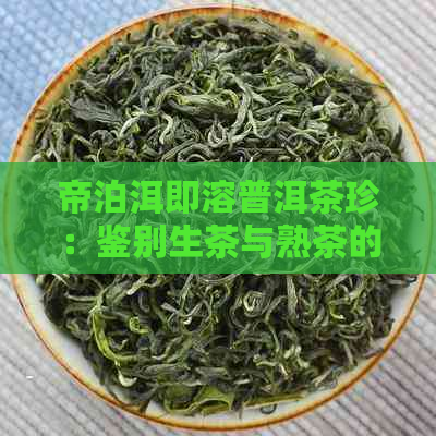 帝泊洱即溶普洱茶珍：鉴别生茶与熟茶的关键因素及其适用场景