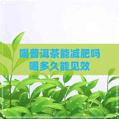 喝普洱茶能减肥吗喝多久能见效