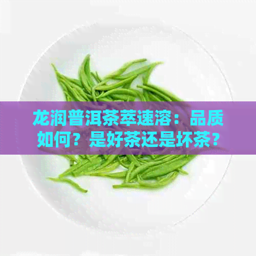 龙润普洱茶萃速溶：品质如何？是好茶还是坏茶？