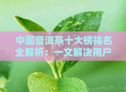 中国普洱茶十大榜排名全解析：一文解决用户关于普洱茶的所有疑问