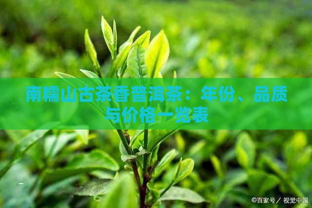 南糯山古茶香普洱茶：年份、品质与价格一览表