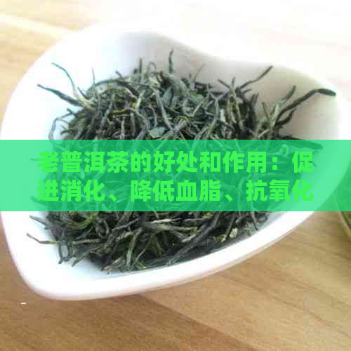 老普洱茶的好处和作用：促进消化、降低血脂、抗氧化、减肥瘦身等。