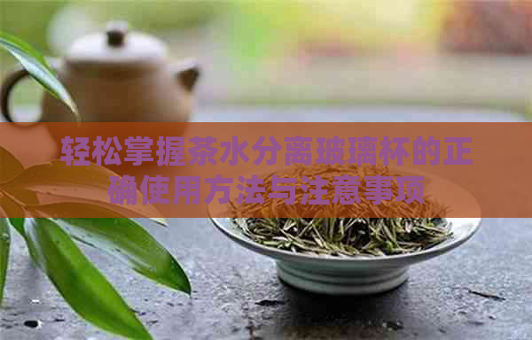 轻松掌握茶水分离玻璃杯的正确使用方法与注意事项