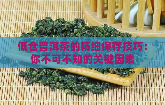 低仓普洱茶的精细保存技巧：你不可不知的关键因素