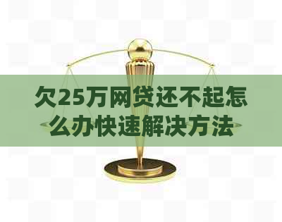 欠25万网贷还不起怎么办快速解决方法