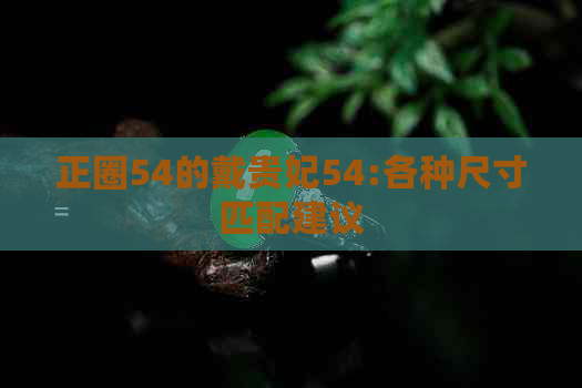 正圈54的戴贵妃54:各种尺寸匹配建议