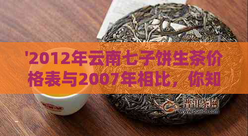 '2012年云南七子饼生茶价格表与2007年相比，你知道是多少吗？'