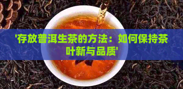 '存放普洱生茶的方法：如何保持茶叶新与品质'