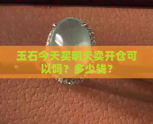 玉石今天买明天卖开仓可以吗？多少钱？