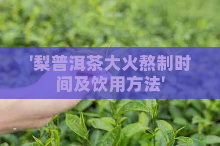 '梨普洱茶大火熬制时间及饮用方法'