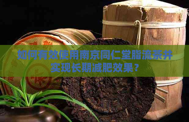 如何有效使用南京同仁堂脂流茶并实现长期减肥效果？