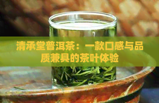 清承堂普洱茶：一款口感与品质兼具的茶叶体验