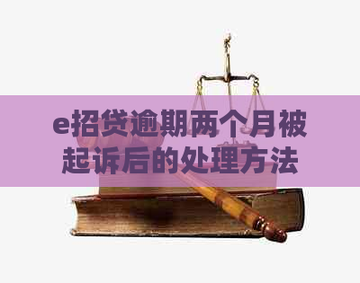 e招贷逾期两个月被起诉后的处理方法