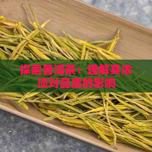 探索普洱茶：理解其浓淡对品质的影响