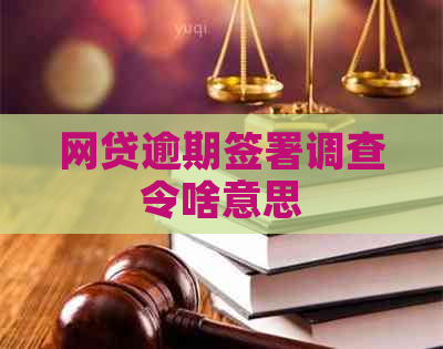 网贷逾期签署调查令啥意思