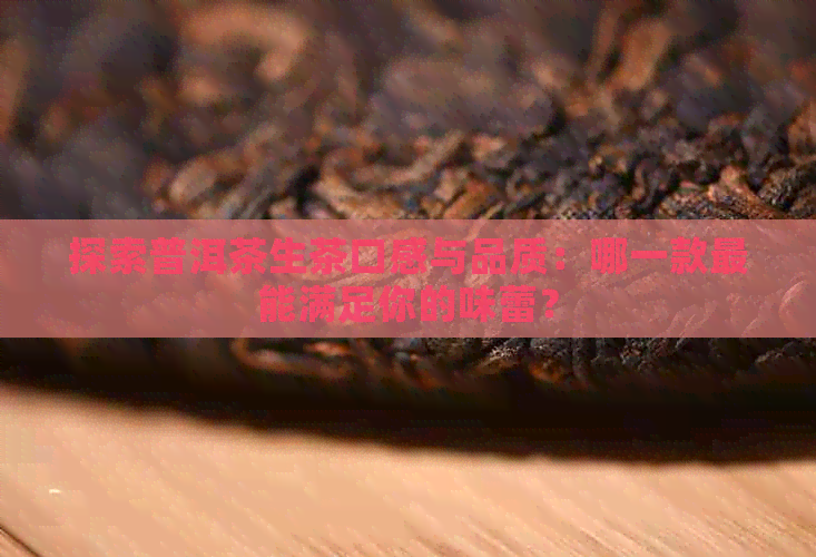 探索普洱茶生茶口感与品质：哪一款最能满足你的味蕾？