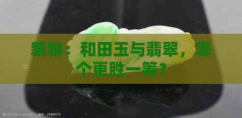 貔貅：和田玉与翡翠，哪个更胜一筹？