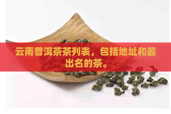 云南普洱茶茶列表，包括地址和最出名的茶。