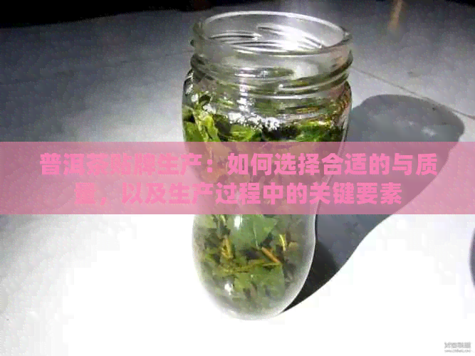 普洱茶贴牌生产：如何选择合适的与质量，以及生产过程中的关键要素