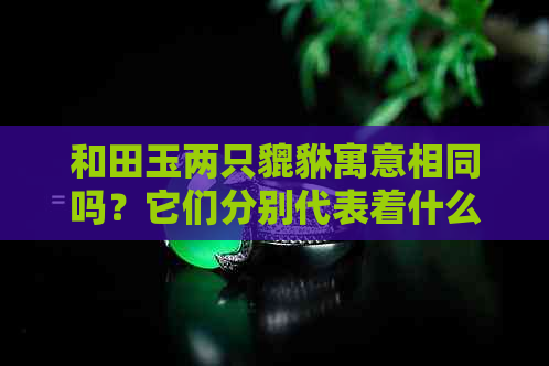 和田玉两只貔貅寓意相同吗？它们分别代表着什么意义？